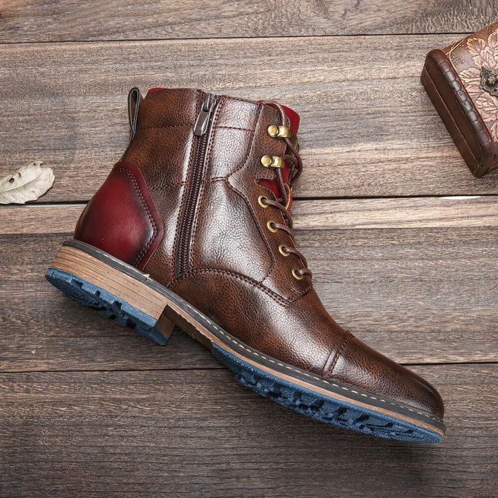 Strap Detail Lace-Up Boots