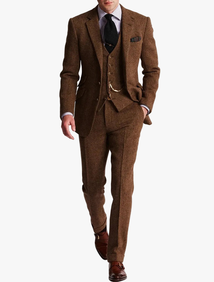 Textured Three-Piece Suit Set
