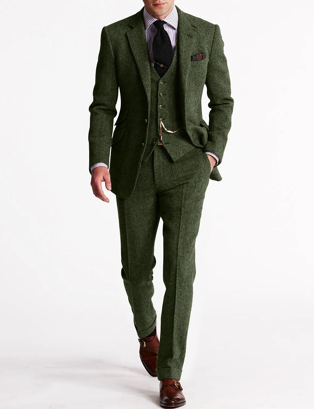 Textured Three-Piece Suit Set