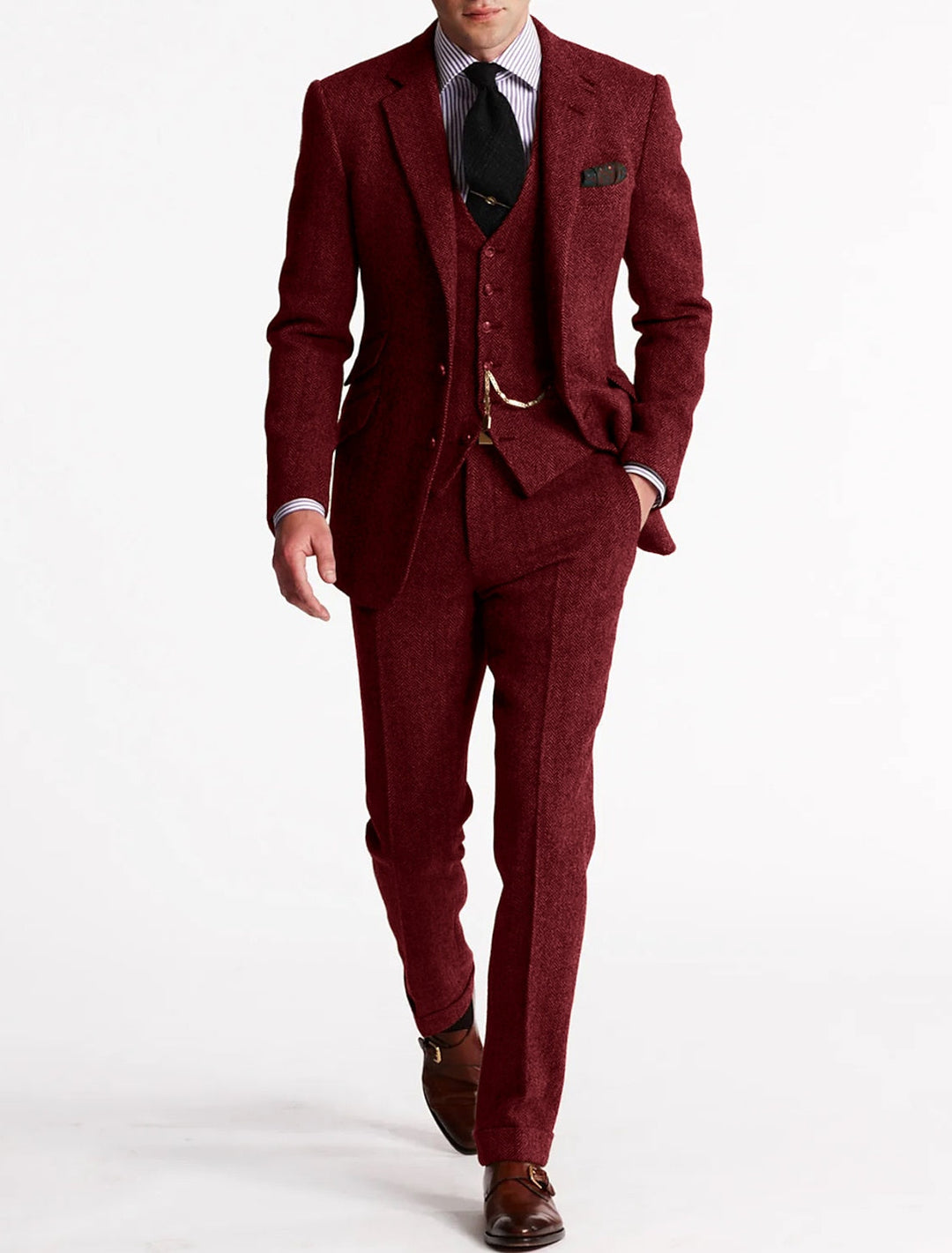 Textured Three-Piece Suit Set