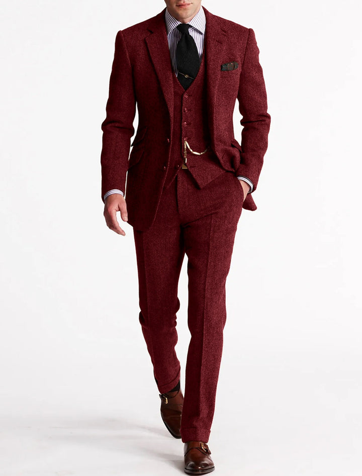 Textured Three-Piece Suit Set