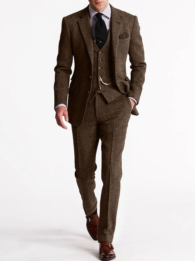 Textured Three-Piece Suit Set