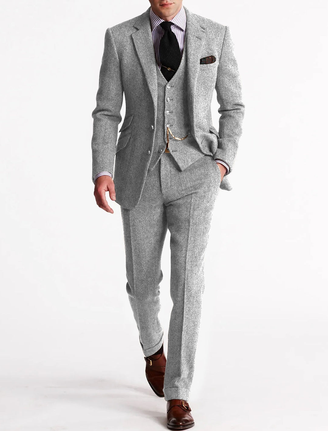 Textured Three-Piece Suit Set