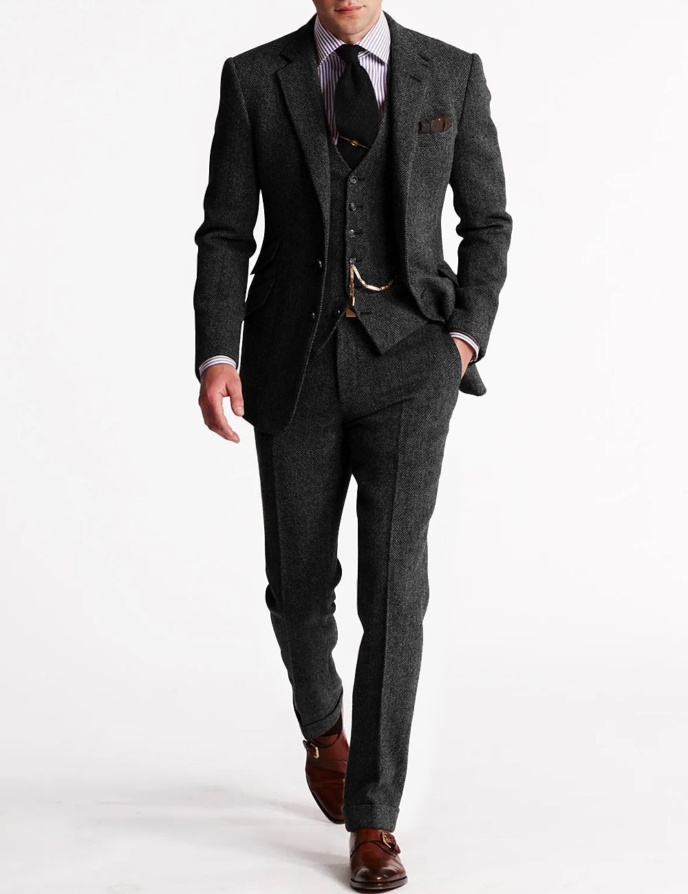 Textured Three-Piece Suit Set