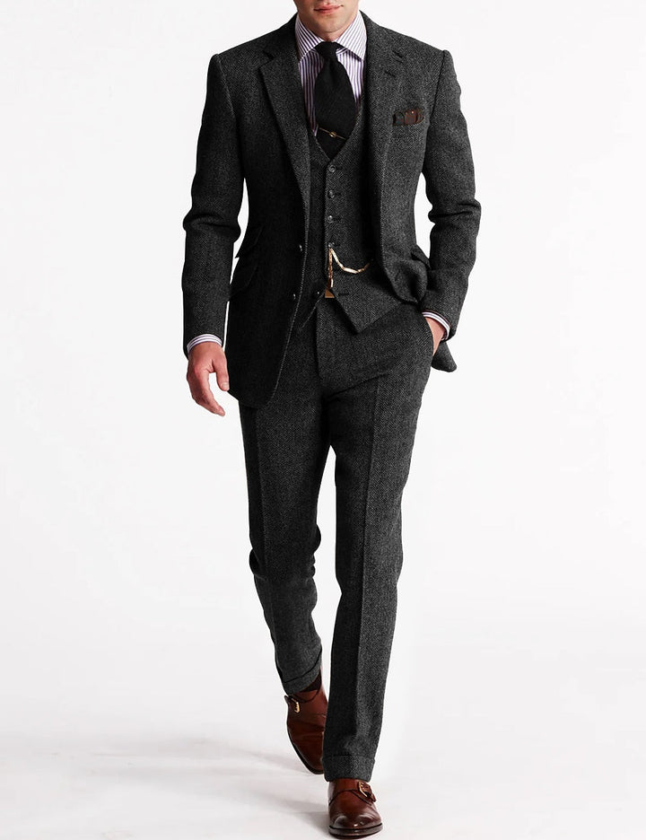 Textured Three-Piece Suit Set