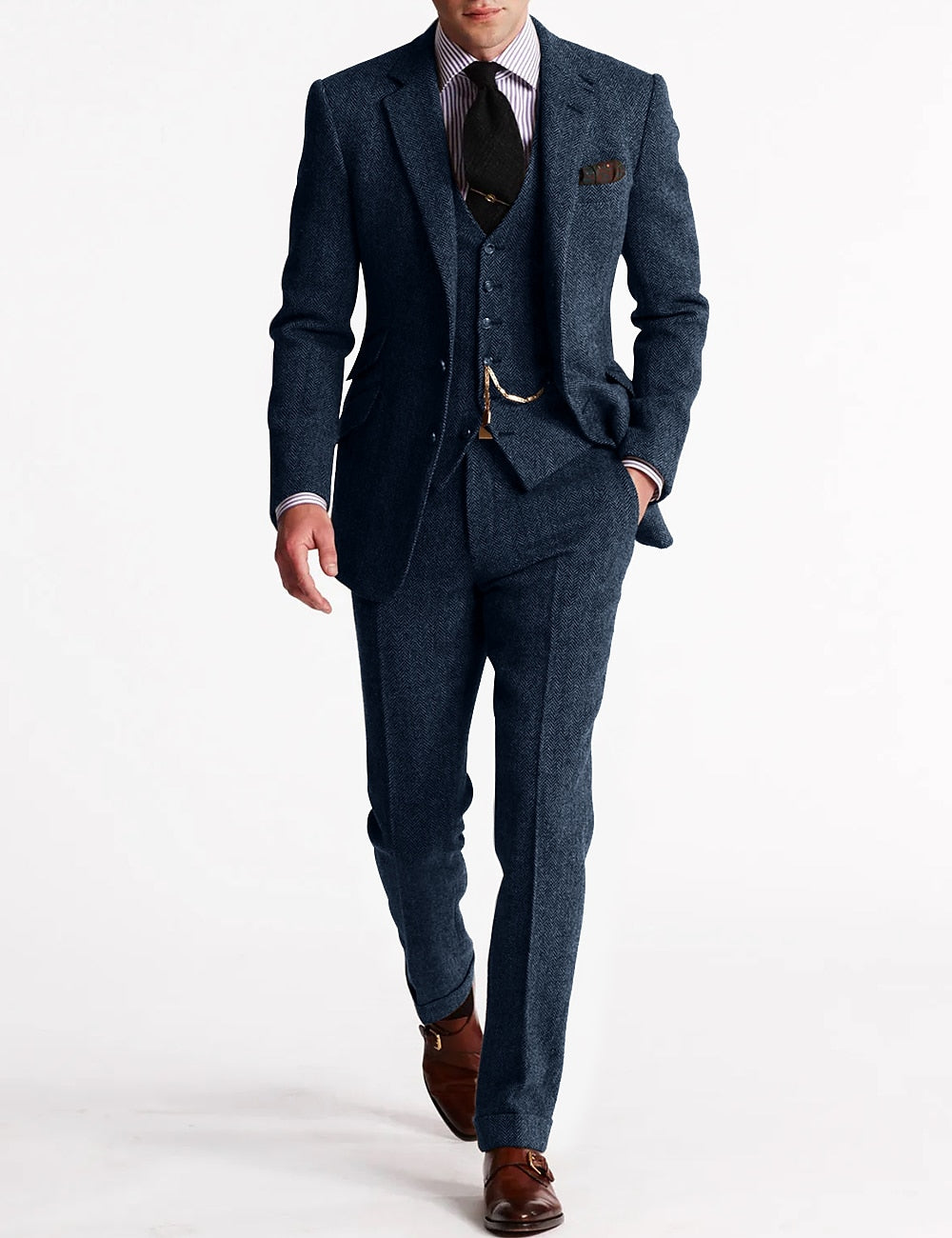 Textured Three-Piece Suit Set