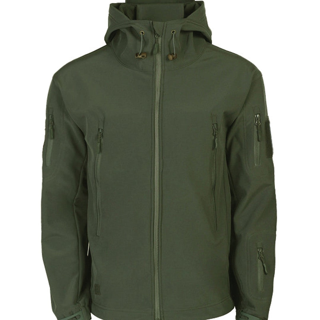 Multi-pocket hooded softshell jacket, pocket detail view