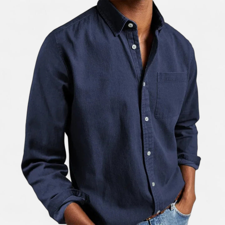 Solid Long Sleeve Button Shirt