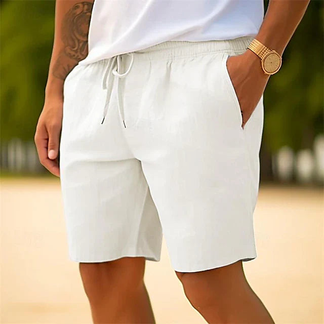 Linen-Look Elastic Waist Shorts