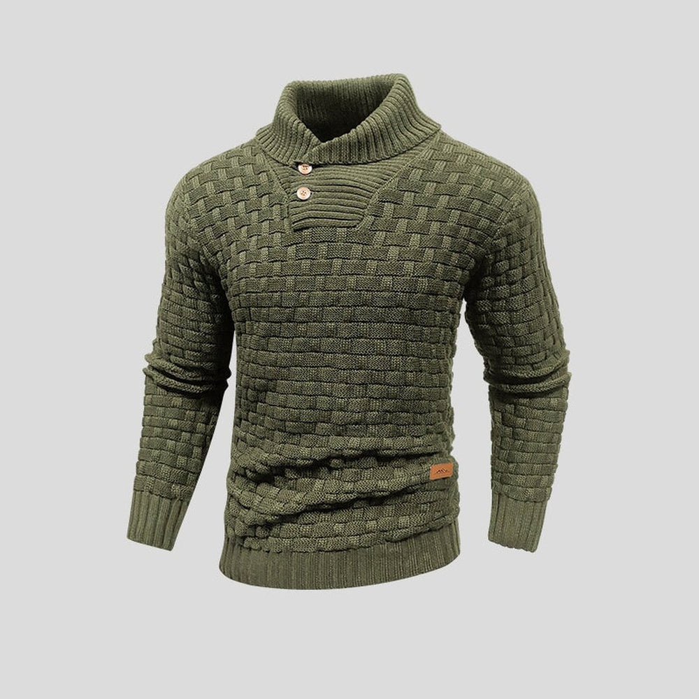 Textured Thermal-Look Knit Sweater - Green
