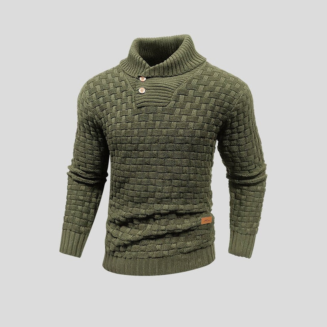 Textured Thermal-Look Knit Sweater - Green