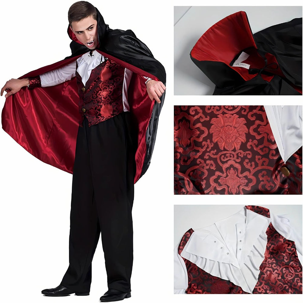Noctisvale - Gothic Vampire Costume Vest and Cape Set