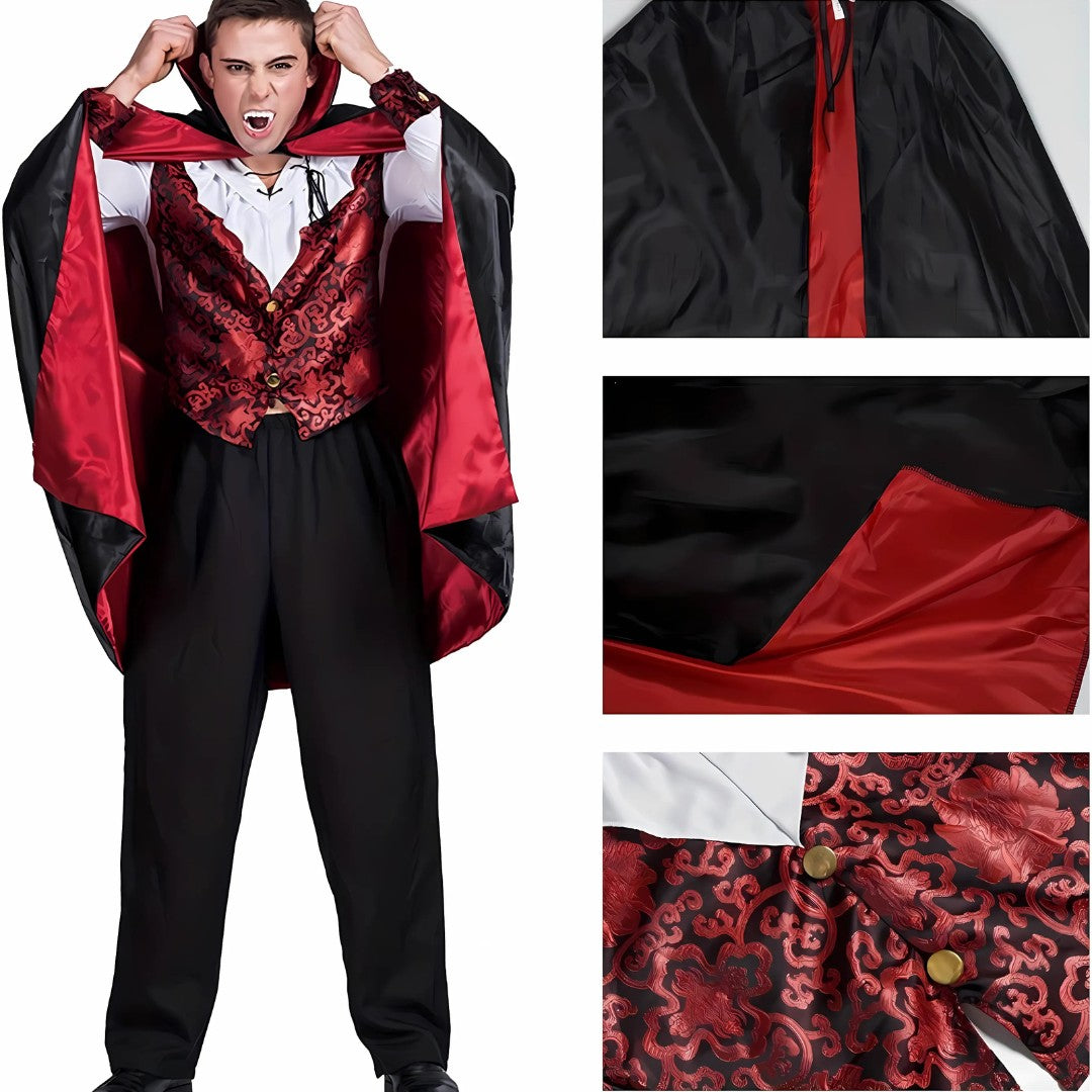Noctisvale - Gothic Vampire Costume Vest and Cape Set