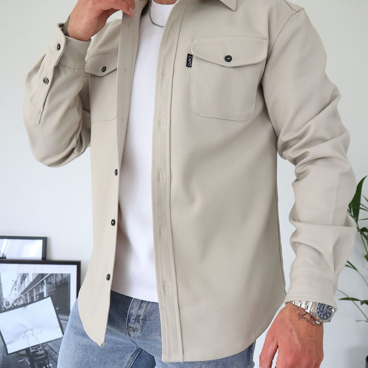 Relaxed Fit Cotton Shirt - Light Beige