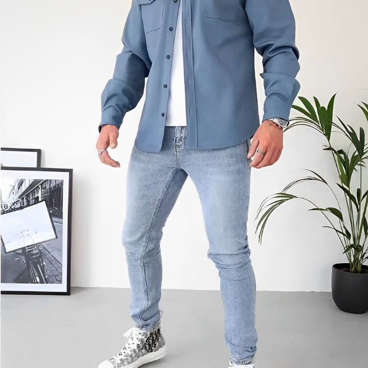 Relaxed Fit Cotton Shirt - Blue