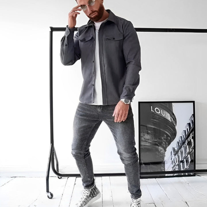 Relaxed Fit Cotton Shirt - Dark Grey