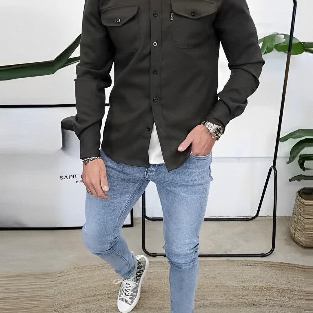 Relaxed Fit Cotton Shirt - Green