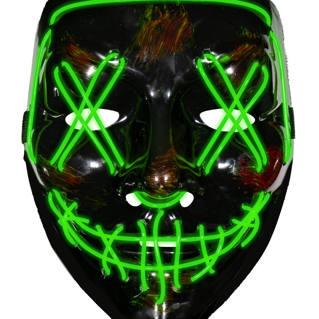 Adults' Light-Up Green LED PVC Halloween Party Mask