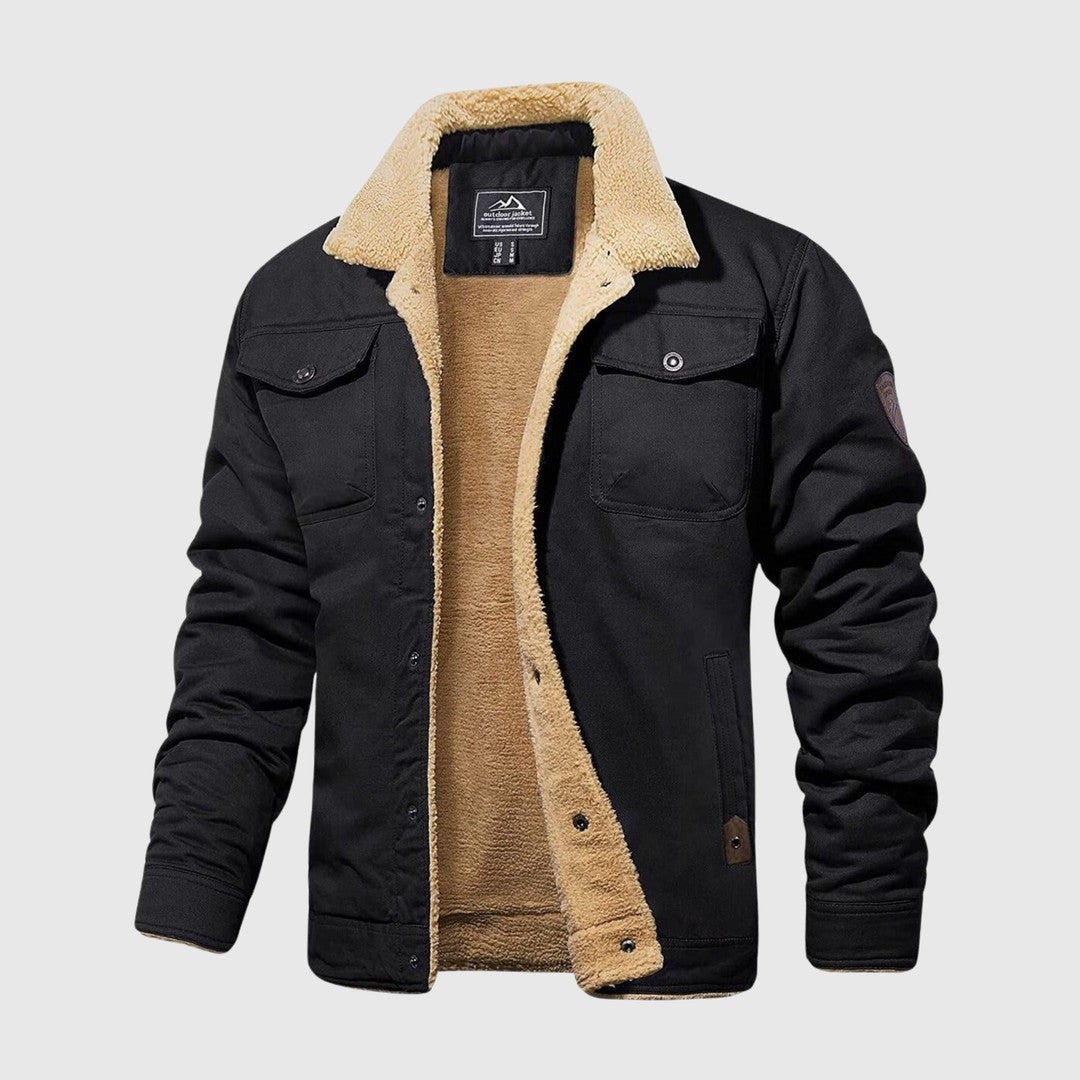 Sherpa Collar Snap-Front Jacket