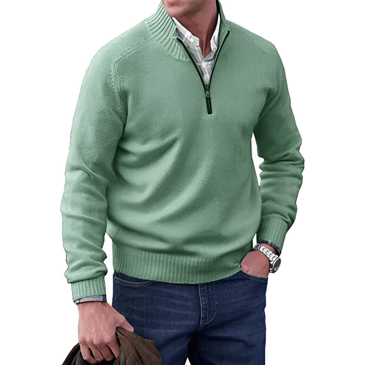 Textured Quarter-Zip Mockneck Sweater