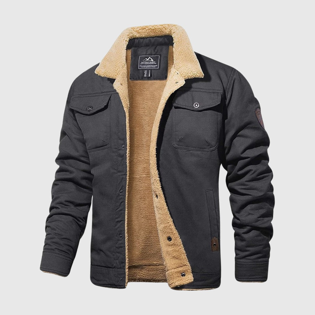 Sherpa Collar Snap-Front Jacket