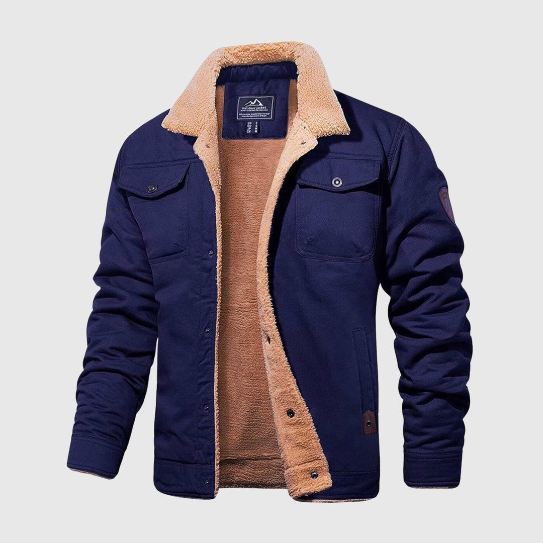 Sherpa Collar Snap-Front Jacket