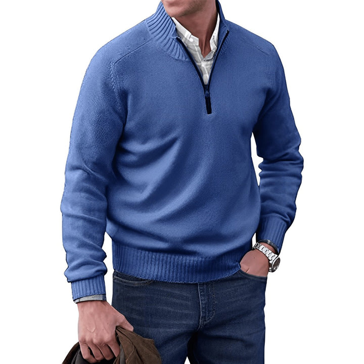 Textured Quarter-Zip Mockneck Sweater