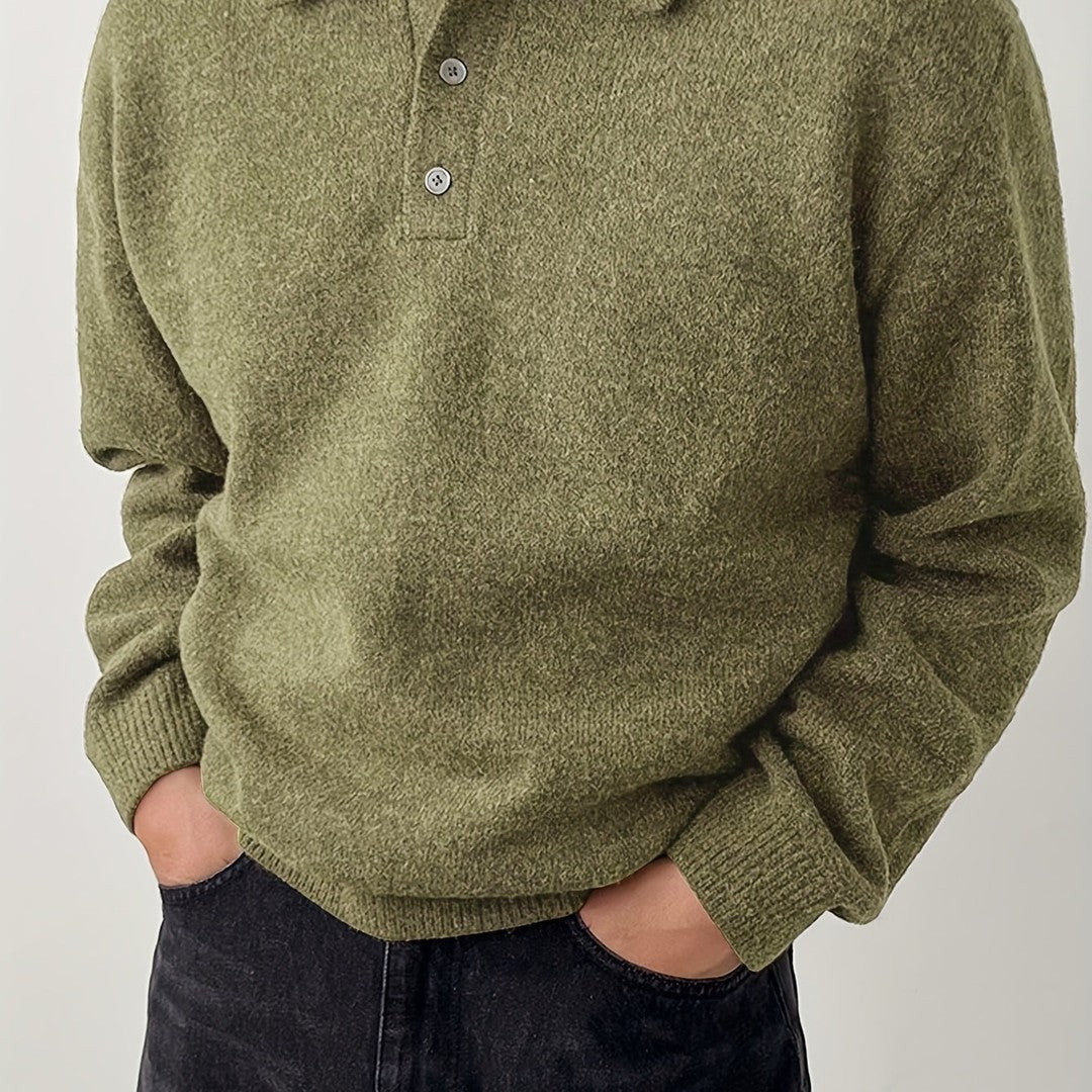Polo-Collar Knit Sweater