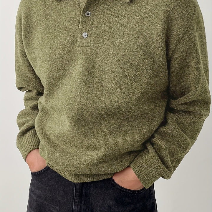 Polo-Collar Knit Sweater