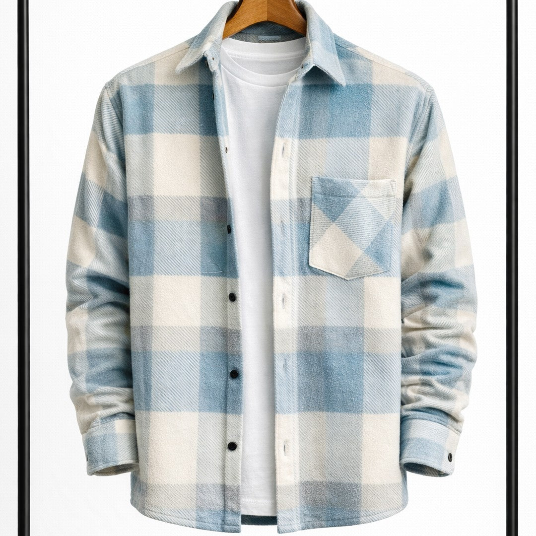 Chunky Check Snap-Front Overshirt Jacket