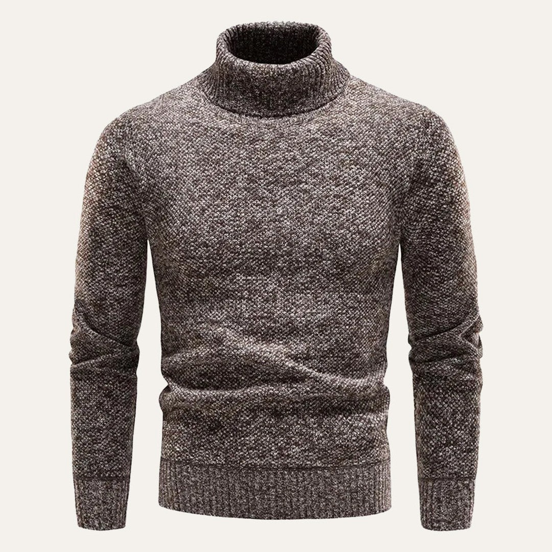 Marled Chunky Knit Turtleneck Sweater
