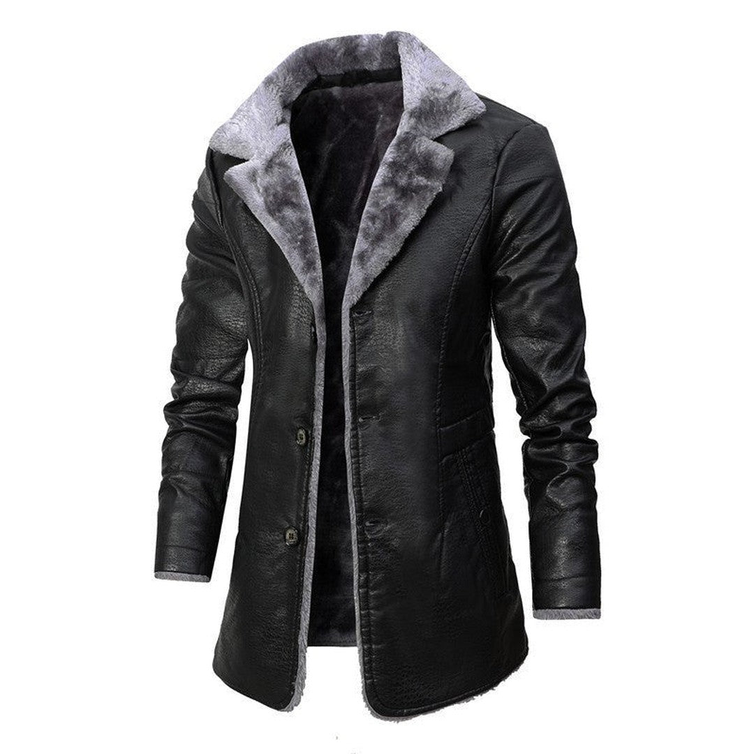 Montrose Fox - Longline Coat Plush Collar Leather-Look Finish