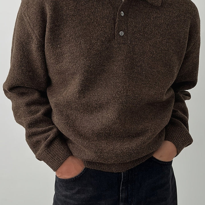 Polo-Collar Knit Sweater