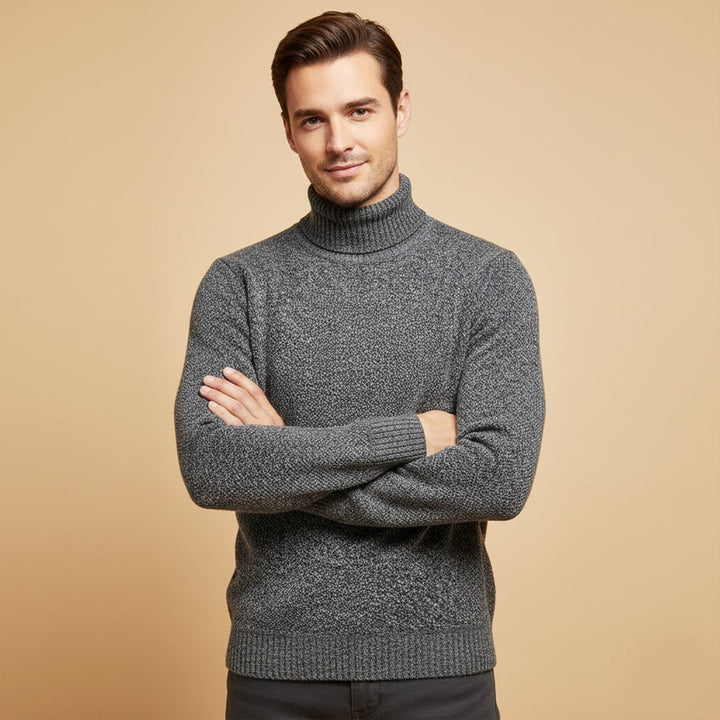 Marled Chunky Knit Turtleneck Sweater