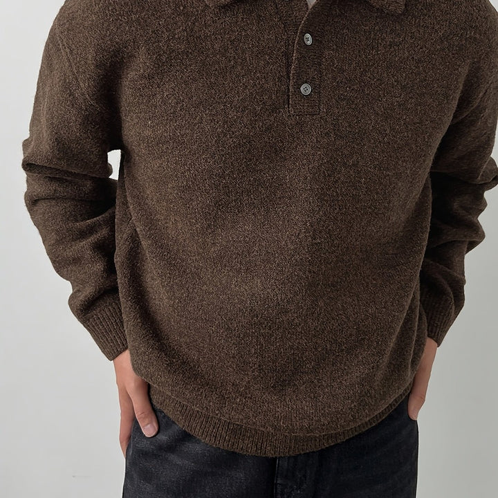 Polo-Collar Knit Sweater
