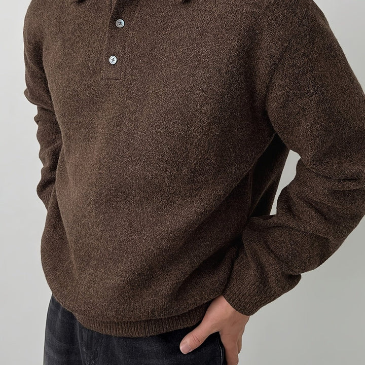 Polo-Collar Knit Sweater