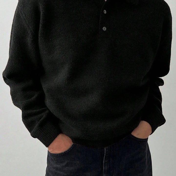 Polo-Collar Knit Sweater