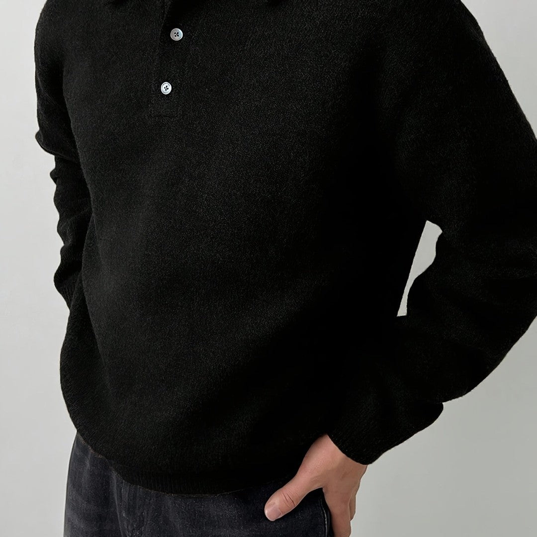 Polo-Collar Knit Sweater