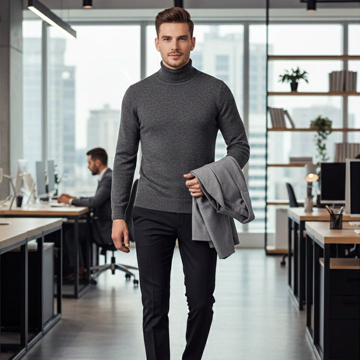 Marled Chunky Knit Turtleneck Sweater