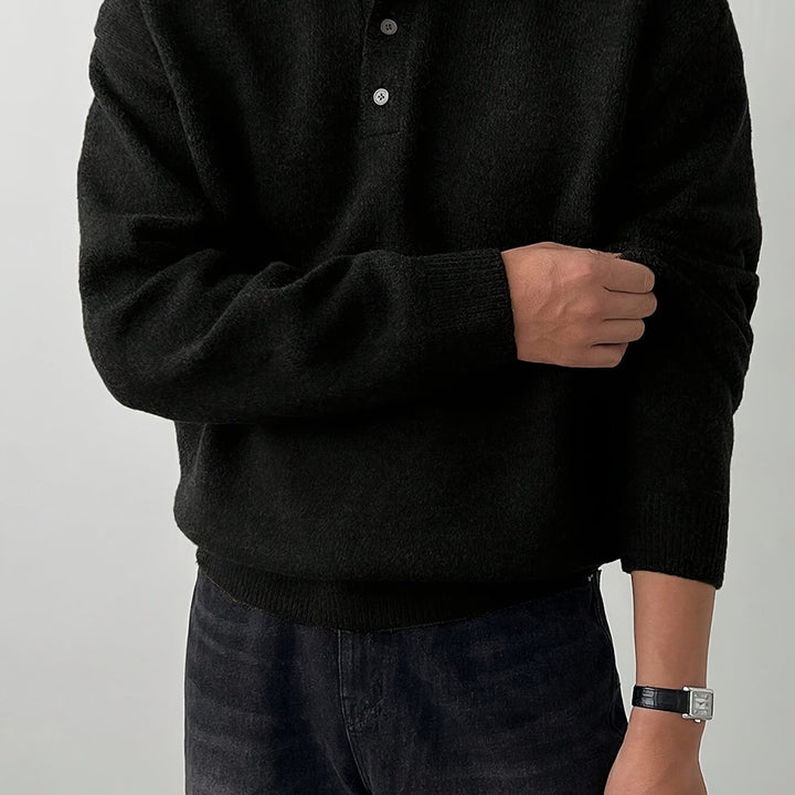 Polo-Collar Knit Sweater