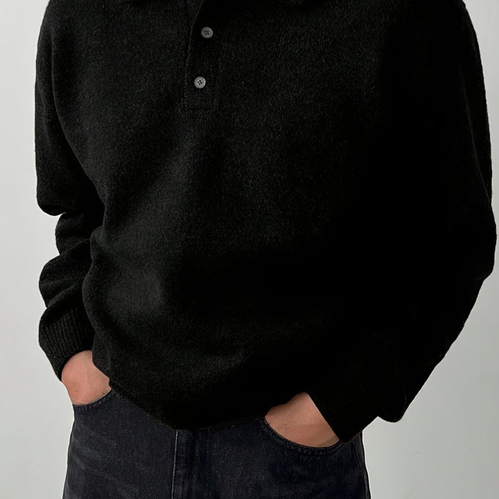 Polo-Collar Knit Sweater