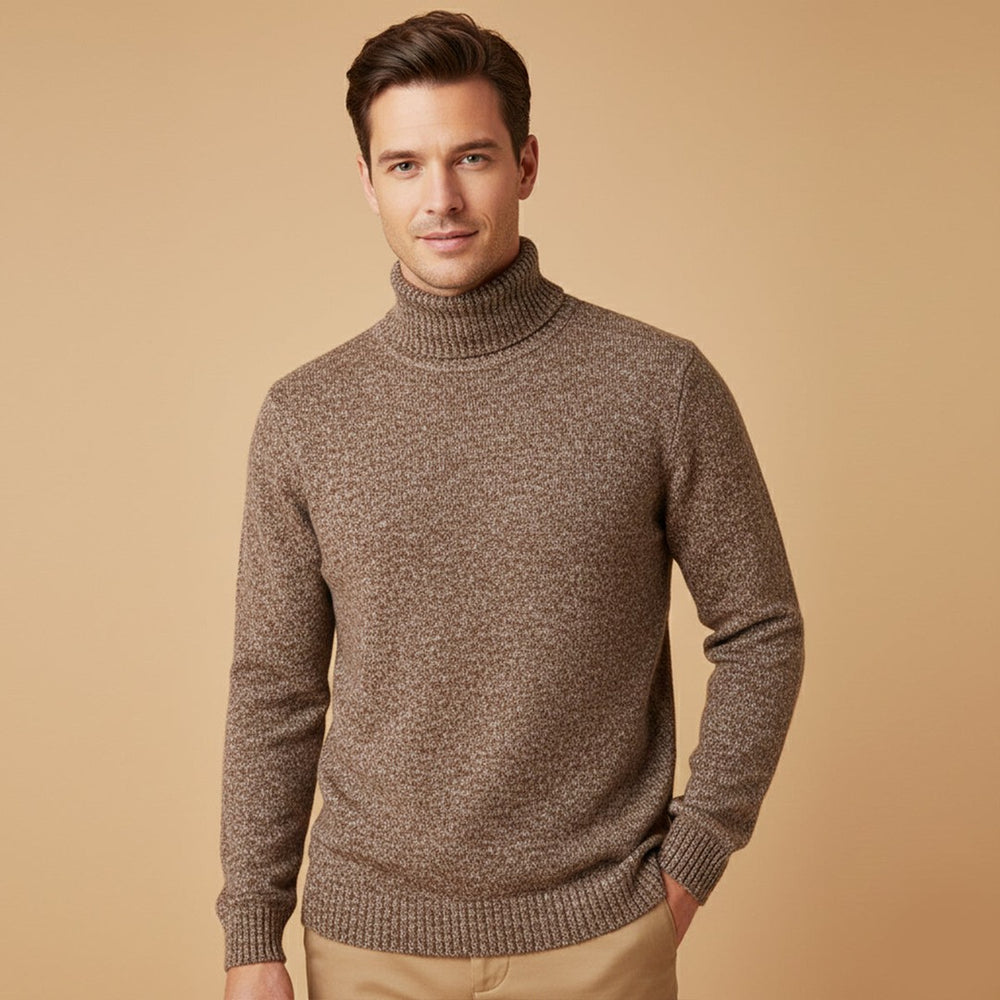 Marled Chunky Knit Turtleneck Sweater