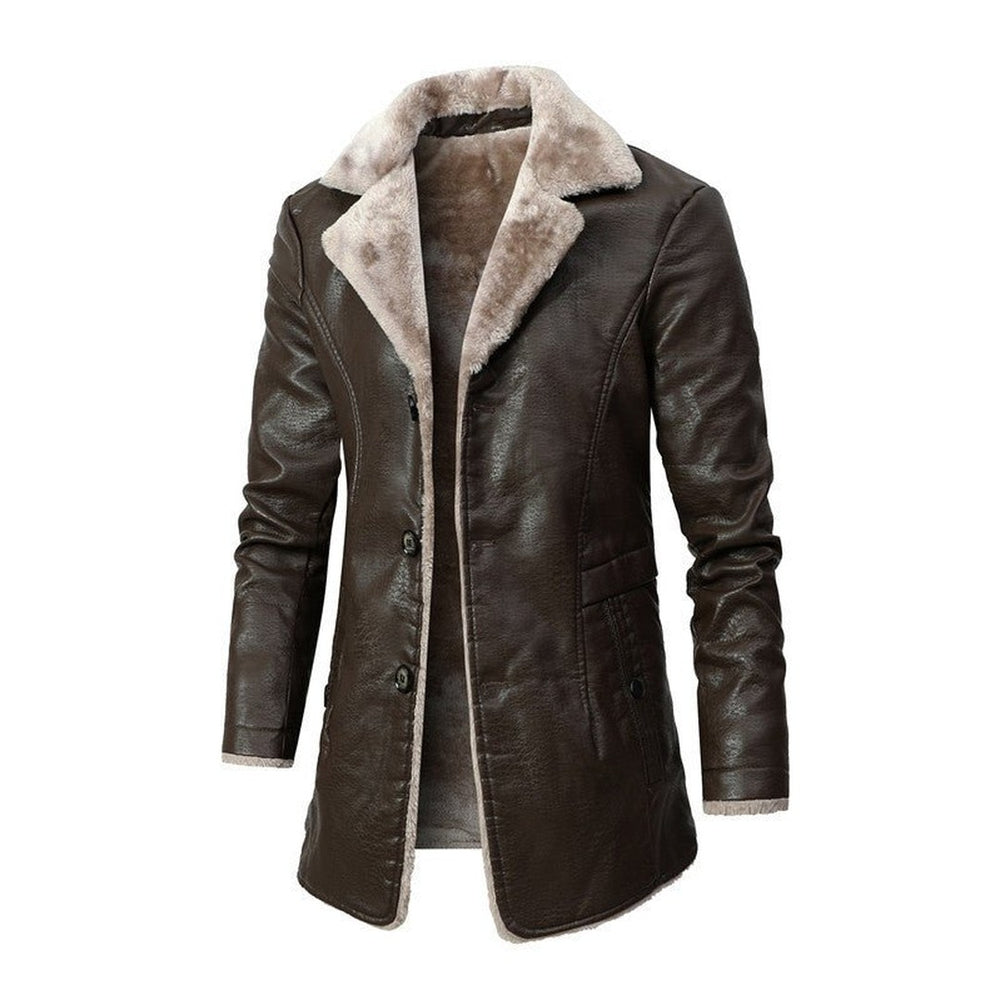 Montrose Fox - Longline Coat Plush Collar Leather-Look Finish