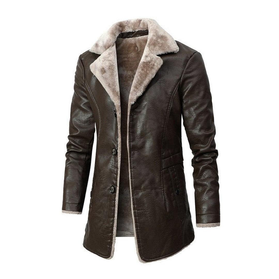 Montrose Fox - Longline Coat Plush Collar Leather-Look Finish