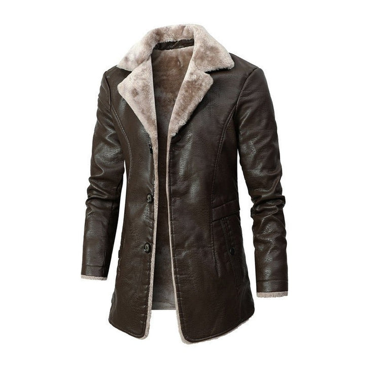 Montrose Fox - Longline Coat Plush Collar Leather-Look Finish
