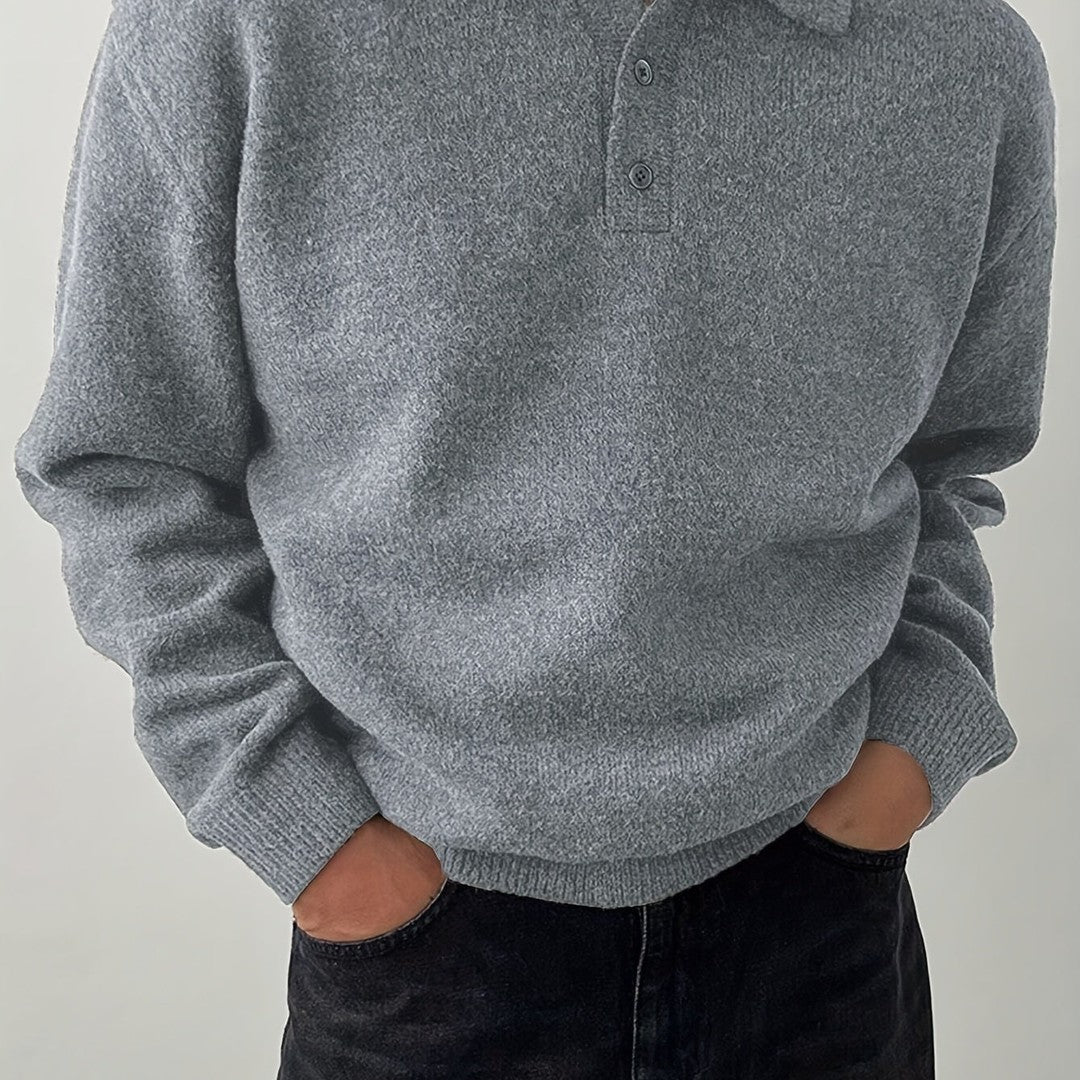 Polo-Collar Knit Sweater