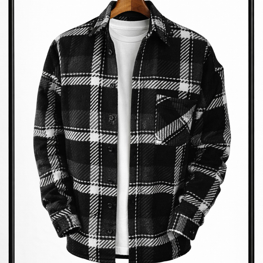 Chunky Check Snap-Front Overshirt Jacket