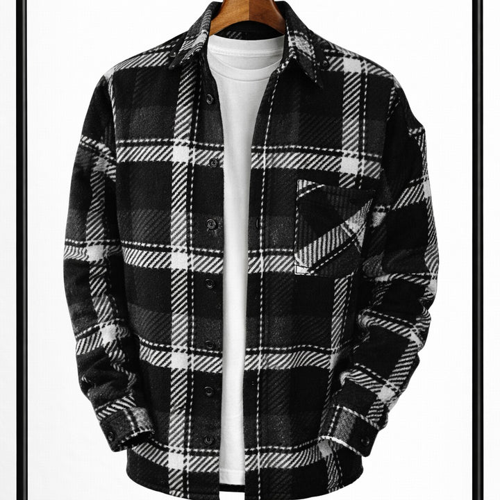 Chunky Check Snap-Front Overshirt Jacket
