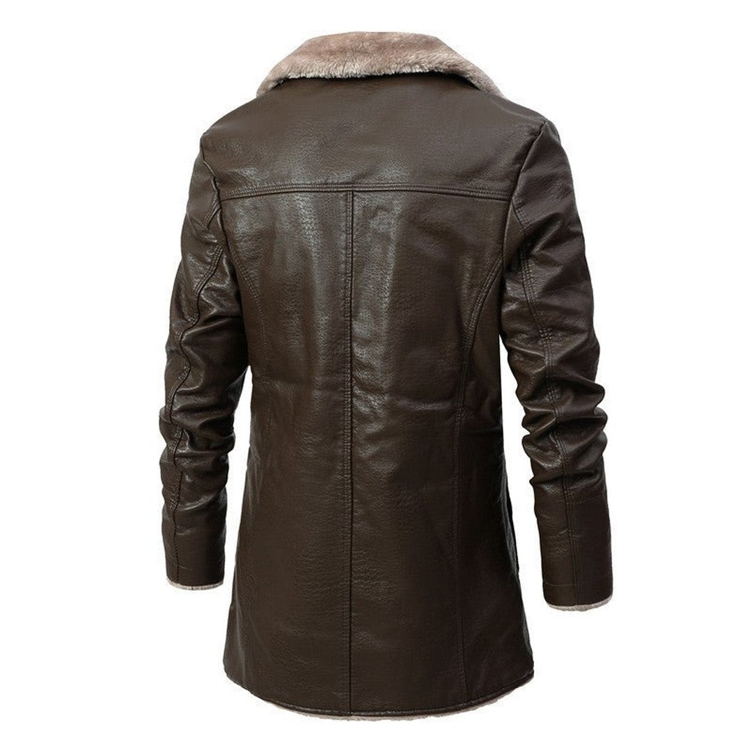 Montrose Fox - Longline Coat Plush Collar Leather-Look Finish