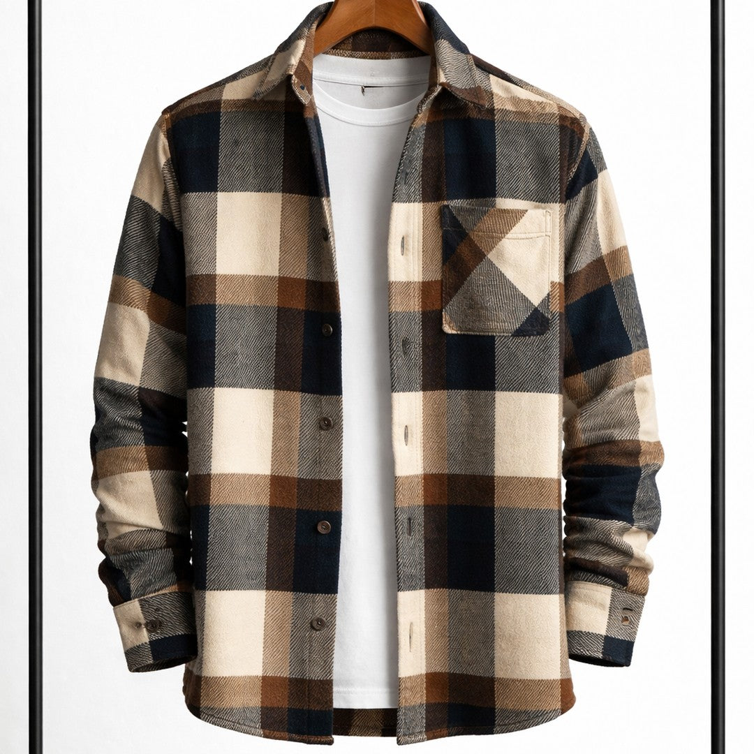 Chunky Check Snap-Front Overshirt Jacket